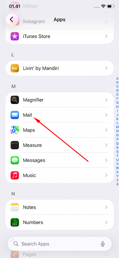 Daftar Apps dan Mail