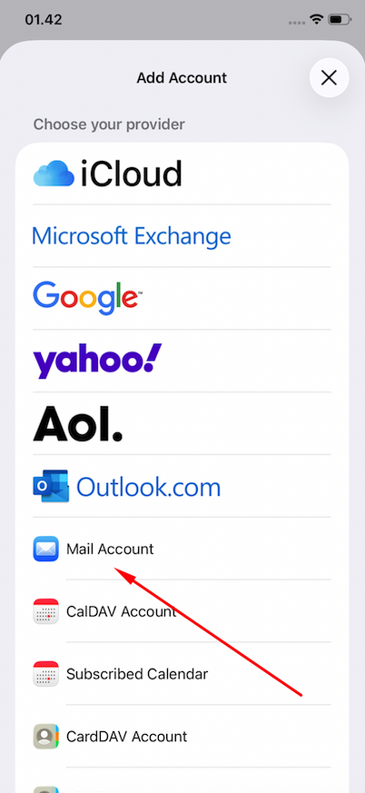 Pilihan Mail Account