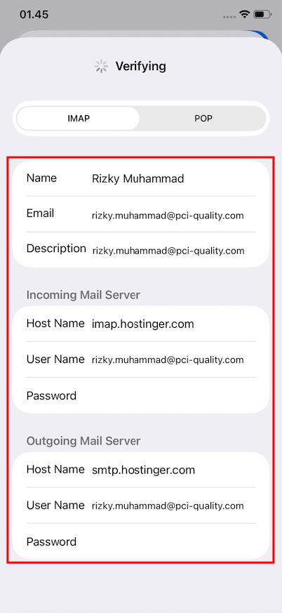 Konfigurasi server IMAP